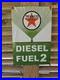 VINTAGE-1955-Texaco-Diesel-fuel-2-Porcelain-DEALERSHIP-Sign-Green-18-X-12-01-gl