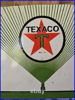 VINTAGE 1955 Texaco Diesel fuel 2 Porcelain DEALERSHIP Sign (Green) 18 X 12