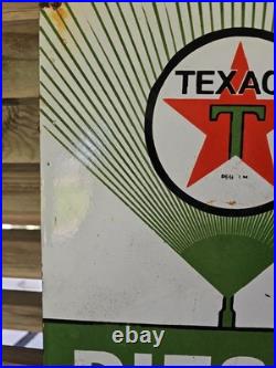 VINTAGE 1955 Texaco Diesel fuel 2 Porcelain DEALERSHIP Sign (Green) 18 X 12