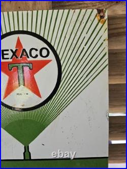 VINTAGE 1955 Texaco Diesel fuel 2 Porcelain DEALERSHIP Sign (Green) 18 X 12