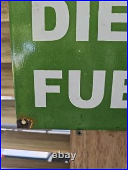 VINTAGE 1955 Texaco Diesel fuel 2 Porcelain DEALERSHIP Sign (Green) 18 X 12