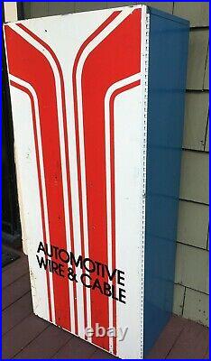 VINTAGE 1960's GAS SERVICE STATION AUTOMOTIVE WIRE & CABLE METAL DISPLAY CABINET