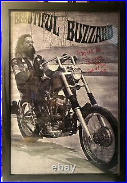 VINTAGE 1964 POSTER Hells Angel BEAUTIFUL BUZZARD Biker Club SIGNED