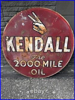 VINTAGE 36 inch Kendall Oil 2000 Mile Sign-Circa 1940's
