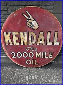 VINTAGE 36 inch Kendall Oil 2000 Mile Sign-Circa 1940's