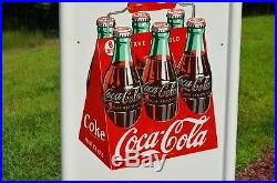 VINTAGE 40s COCA COLA OLD WOODEN 6 PACK DRINK PILASTER with BUTTON SIGN MINTY