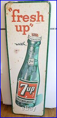 VINTAGE 7UP EMBOSSED TIN BOTTLE SIGN 7 up Seven Fresh Up