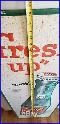 VINTAGE 7UP EMBOSSED TIN BOTTLE SIGN 7 up Seven Fresh Up