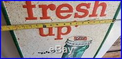 VINTAGE 7UP EMBOSSED TIN BOTTLE SIGN 7 up Seven Fresh Up