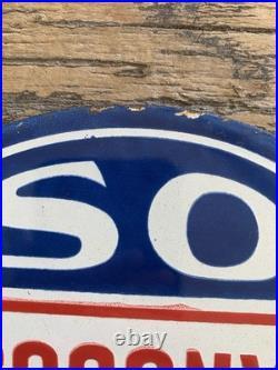 VINTAGE 8x12 SOCONY 990 MOR OIL for Ford Cars GASOLINE PORCELAIN MOTOR OIL SIGN