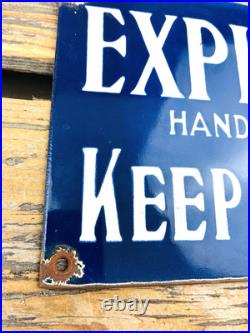 VINTAGE 9x5 EXPLOSIVES KEEP FIRE AWAY PORCELAIN GASOLINE ADVERTISING OIL SIGN VINTAGE 9x5 EXPLOSIVES KEEP FIRE AWAY PORCELAIN GASOLINE ADVERTISING OIL SIGN