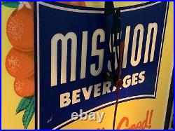 VINTAGE ADVERTISING MISSION ORANGE SODA WALL Lighted SIGN CLOCK KDI Hagen Corp