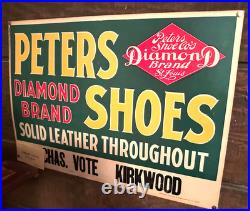 VINTAGE ADVERTISING PETERS DIAMOND SHOES CARDBOARD SIGN 21 x 14