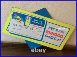 VINTAGE ANTIQUE METAL ADVERTISING WALL SIGN SUNOCO GAS OIL 26x18