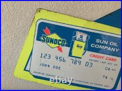 VINTAGE ANTIQUE METAL ADVERTISING WALL SIGN SUNOCO GAS OIL 26x18
