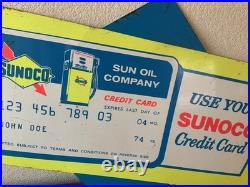VINTAGE ANTIQUE METAL ADVERTISING WALL SIGN SUNOCO GAS OIL 26x18