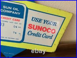 VINTAGE ANTIQUE METAL ADVERTISING WALL SIGN SUNOCO GAS OIL 26x18