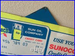 VINTAGE ANTIQUE METAL ADVERTISING WALL SIGN SUNOCO GAS OIL 26x18