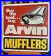 VINTAGE-ARVIN-MUFFLER-SIGN-24x24-Original-SCIOTO-Ohio-1960s-70s-gas-oil-soda-01-fr