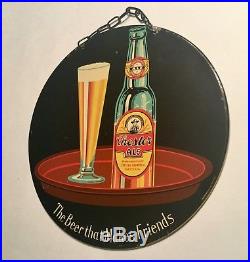 VINTAGE BEER Chester City Brewery Pa Sign Rare Advertising Metal Round Old Bar