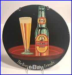 VINTAGE BEER Chester City Brewery Pa Sign Rare Advertising Metal Round Old Bar