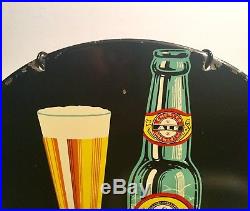 VINTAGE BEER Chester City Brewery Pa Sign Rare Advertising Metal Round Old Bar