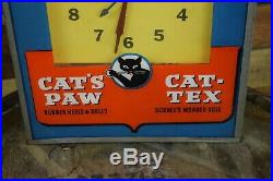 VINTAGE CAT'S PAW MODERN SHOE REPAIRING ADVERTISING ELECTRIC WALL CLOCK Sign WOW