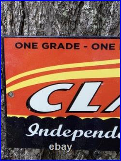 VINTAGE CLARKS INDEPENDENT SUPER GAS PORCELAIN SIGN CAR GAS OIL PLANE 12x5