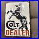 VINTAGE-COLT-DEALER-FIREARM-HORSE-PORCELAIN-METAL-GASOLINE-OIL-AD-SIGN-18x13-01-wwk