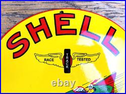 VINTAGE DOME SHELL GASOLINE Green Streak RACE TRACK PORCELAIN PUMP STATION SIGN
