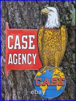 VINTAGE DOUBLE SIDED CASE AGENCY PORCELAIN SIGN 18x12 VINTAGE DOUBLE SIDED CASE AGENCY PORCELAIN SIGN 18x12