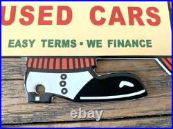 VINTAGE Dependable USED CARS DEALERSHIP 9.75x7 OIL GAS STATION PORCELAIN SIGN