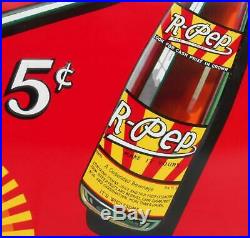 VINTAGE EMBOSSED 1950s R-PEP SODA TIN LITHO ADVERTISING SIGN