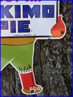 VINTAGE ESKIMO PIE PORCELAIN SIGN'ENJOY AN ESKIMO PIE' 17x10.5 VINTAGE ESKIMO PIE PORCELAIN SIGN'ENJOY AN ESKIMO PIE' 17x10.5
