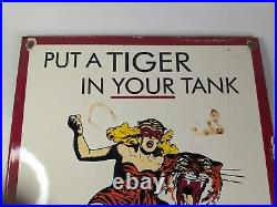 VINTAGE ESSO Put A Tiger In Your Tank Porcelain Over Steel Sign Original