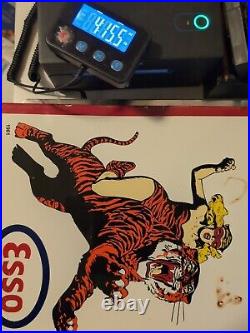 VINTAGE ESSO Put A Tiger In Your Tank Porcelain Over Steel Sign Original