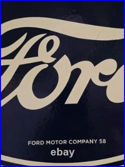 VINTAGE FORD MOTOR CO. BUILT IN THE U. S. A. PORCELAIN DEALERSHIP SIGN 16.5x11