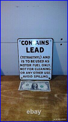 VINTAGE GAS PUMP PORCELAIN SIGN CONTAINS LEAD GAS OIL STATION Lot Of 2