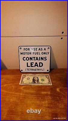 VINTAGE GAS PUMP PORCELAIN SIGN CONTAINS LEAD GAS OIL STATION Lot Of 2