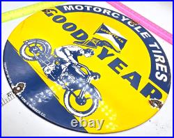 VINTAGE GENUINE GOODYEAR PORCELAIN SIGN PUMP PLATE GAS STATION OIL 12 x 12
