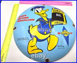 VINTAGE GENUINE SUNOCO PORCELAIN SIGN PUMP PLATE GAS STATION OIL 12 x 12