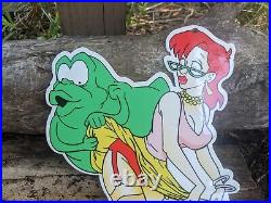 VINTAGE GHOSTBUSTER PORCELAIN DIE-CUT SIGN MOVIE Janine Melnitz 12 X 8