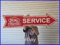 VINTAGE GIANT DOUBLE SIDED FORD TRACTOR SERVICE PORCELAIN SIGN 48x13