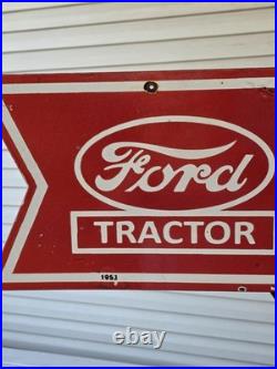 VINTAGE GIANT DOUBLE SIDED FORD TRACTOR SERVICE PORCELAIN SIGN 48x13