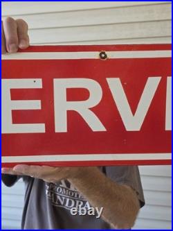 VINTAGE GIANT DOUBLE SIDED FORD TRACTOR SERVICE PORCELAIN SIGN 48x13