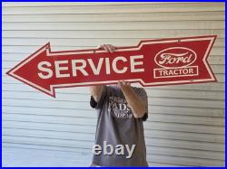 VINTAGE GIANT DOUBLE SIDED FORD TRACTOR SERVICE PORCELAIN SIGN 48x13