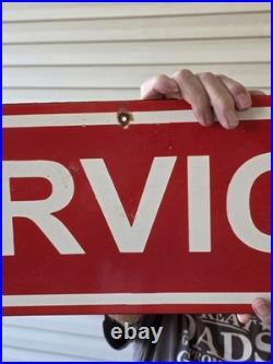 VINTAGE GIANT DOUBLE SIDED FORD TRACTOR SERVICE PORCELAIN SIGN 48x13