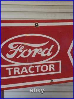 VINTAGE GIANT DOUBLE SIDED FORD TRACTOR SERVICE PORCELAIN SIGN 48x13