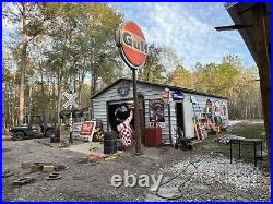 VINTAGE Gulf Gas Station sign, double sided, With Original Pole