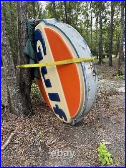 VINTAGE Gulf Gas Station sign, double sided, With Original Pole